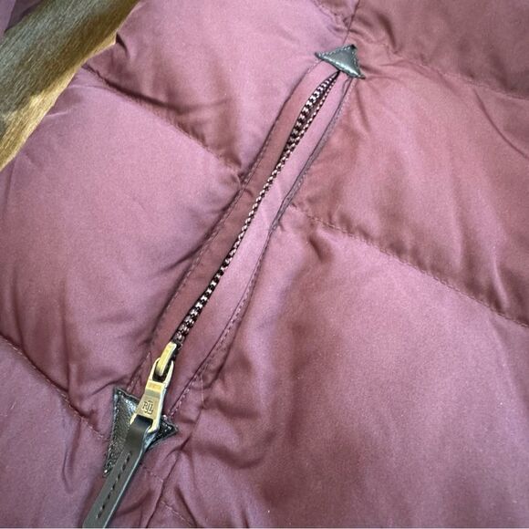 Lauren Ralph Lauren Parka Coat Size Large Burgundy Mid Length *missing hood - Picture 15 of 16